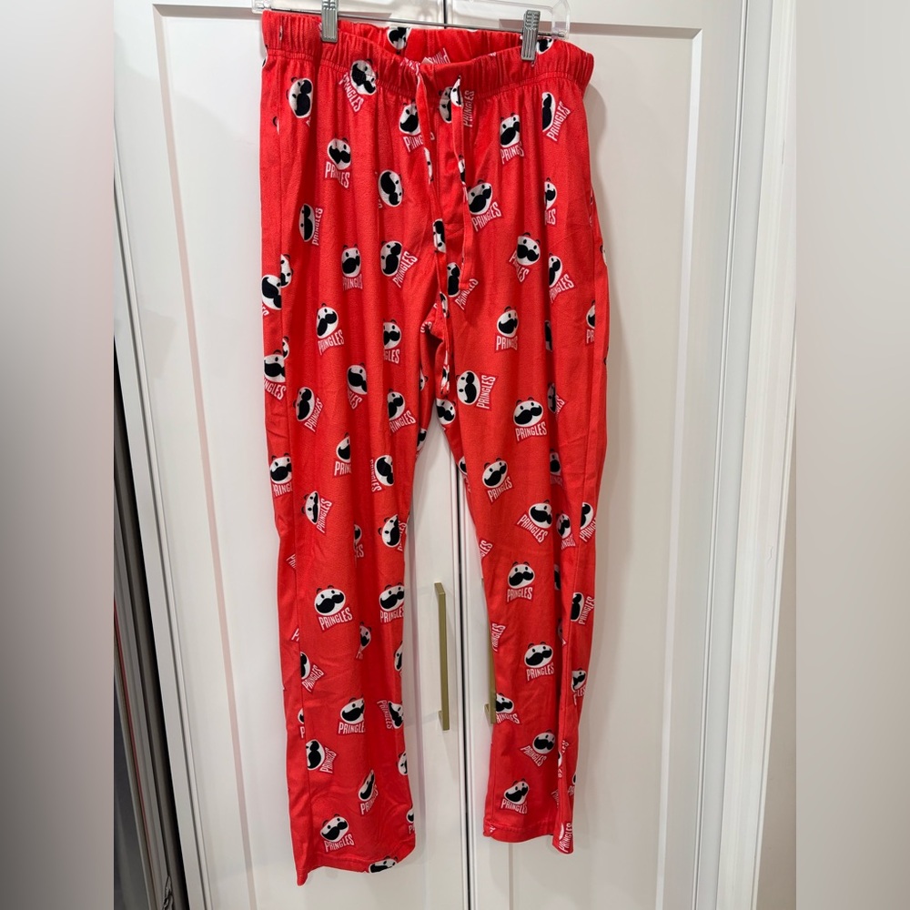 Discontinued Kelloggs Men’s Pringles Red Polar Fleece Pajama Lounge Pants Large